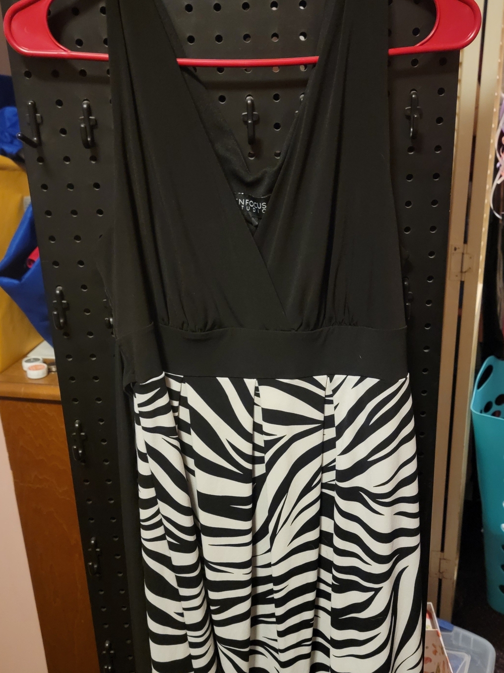 Enfocus Studio Black and White One-Shoulder Zebra Print Maxi Dress